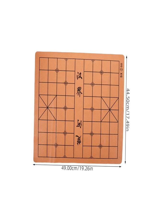 VICASKY Foldable Chinese Chess Checkerboard PU Leather Board Xiangqi Mat Portable Chinese Chess Game for 2 Players for Teens Adults Family Light Brown - Image 2